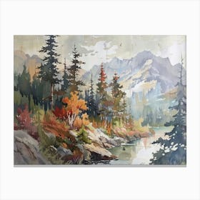 Retro Wooded Pines 9 Canvas Print