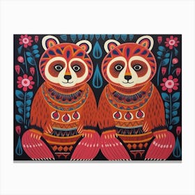 Red Panda 1 Folk Style Animal Illustration Canvas Print