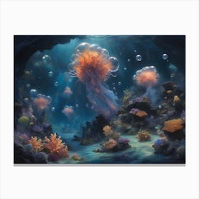 Jellyfish Under The Sea Canvas Print