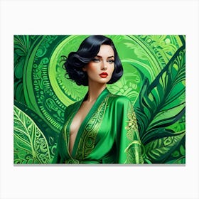 Art Deco Beauty in Green Canvas Print