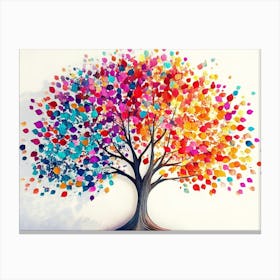 Colorful Tree With Leaves On Hanging Branches 6 Canvas Print