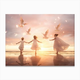 Doves Flying In The Sky Canvas Print