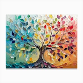 3d Abstract Multicolored Tree with Hanging Branches Canvas Print