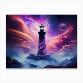 Smoky Tendrils And Colorful Smog Engulfing Black Lighthouses On The Surreal Landscape Of Venus With Canvas Print