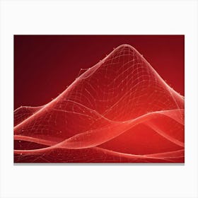 Abstract Image Of A Red, Glowing, Wave Like Form, Resembling A Network Or A Digital Signal 2 Canvas Print