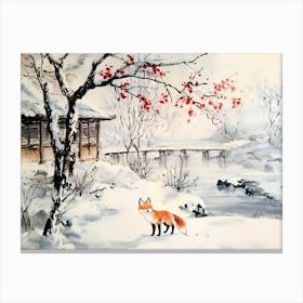 Fox In Snow Canvas Print