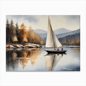 Sailboat Painting Lake House (14) Canvas Print