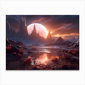 Landscape With A Moon Canvas Print