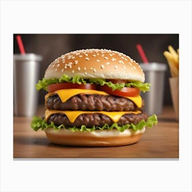 Hamburger And Fries Canvas Print