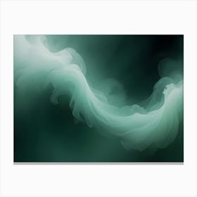 Abstract Image Of Swirling, Smoke Like Clouds In White And Green Colors Against A Dark Background, Creating A Sense Of Ethereal Beauty And Mystery Canvas Print