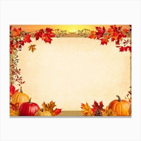 Autumn Themed Thank You Card Ornate Calligraphy Sweeping Across The Centre Leaves In Reds Golds (2) Canvas Print