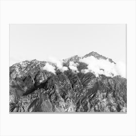 Black And White Mountain Range With Some Clouds In Pakistan Canvas Print