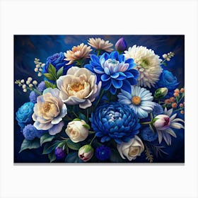 Bouquet Of Blue And White Flowers Canvas Print