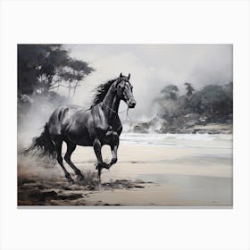 A Horse Oil Painting In Hyams Beach, Australia, Landscape 3 Canvas Print