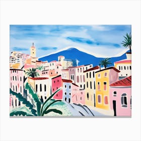 Genoa Italy Cute Watercolour Illustration 1 Canvas Print