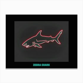 Neon Zebra Shark 4 Poster Canvas Print