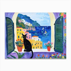 Cat On A Window Matisse Style Colourful Italy Canvas Print