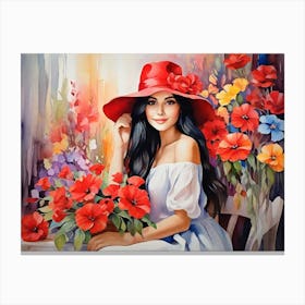 Girl Among Flowers 12 Canvas Print