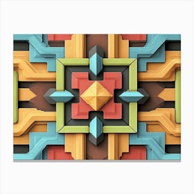 Seamless Relief Sculpture Designation Retro Pattern Geometry Colorful Polygon Cross Frame Kaleidoscope Canvas Print