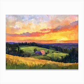 Sunset On The Farm Canvas Print