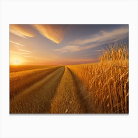 Sunset Over A Wheat Field 12 Canvas Print