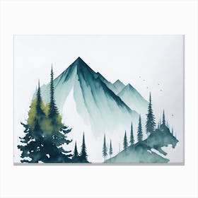Mountain And Forest In Minimalist Watercolor Horizontal Composition 87 Canvas Print