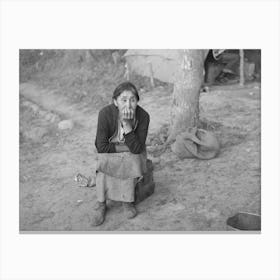 Indian Woman In Camp Near Little Fork, Minnesota By Russell Lee Canvas Print