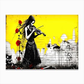 Graffiti Music Graffiti Art - Skeleton Violinist Canvas Print