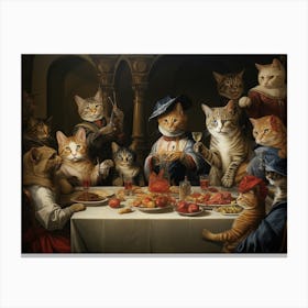 Rembrandt Inspired Cats Banqueting Canvas Print
