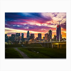 Sunset Over Dallas Skyline Canvas Print