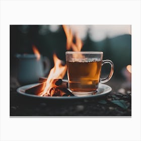 Cup Of Tea By A Campfire Canvas Print