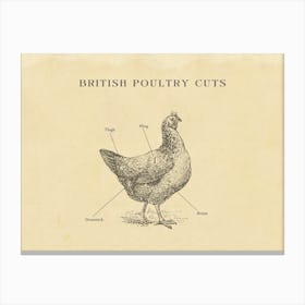 British Poultry Chicken Butcher Cuts Chart Canvas Print