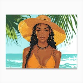 Illustration of an African American woman at the beach 19 Canvas Print