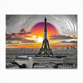 Sunset In Paris 4 Canvas Print