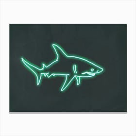 Green Scalloped Hammerhead Neon Shark 6 Canvas Print