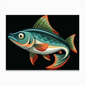 Fish On Black Background Canvas Print