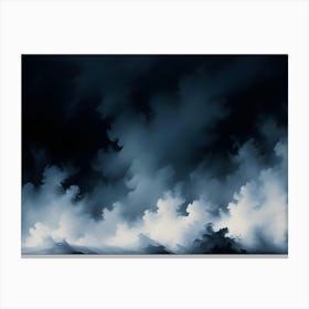 Abstract White Clouds On Black Background Canvas Print