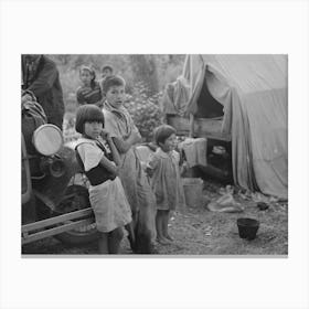 Indian Children In Camp Near Little Fork, Minnesota By Russell Lee Canvas Print