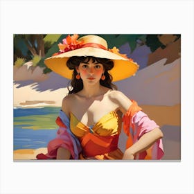 Girl In A Hat 1 Canvas Print