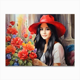 Girl Among Flowers 6 Canvas Print