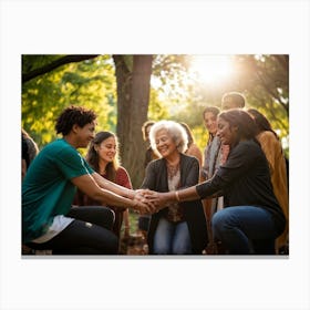 Group Of Women Holding Hands Canvas Print