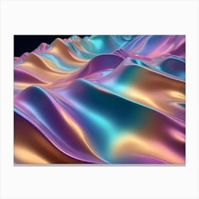 Abstract Image Of Swirling, Iridescent Liquid In Shades Of Purple, Blue, And Gold Canvas Print