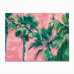 Palm Trees On Pink Wall Canvas Print