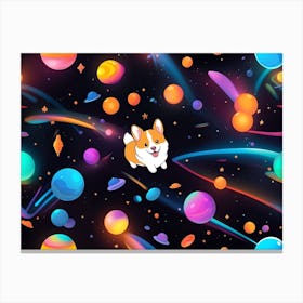 Corgi In Space 15 Canvas Print