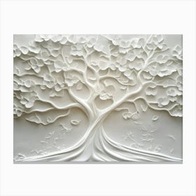 3d Relief White Tree 6 Canvas Print