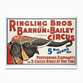 Vintage Circus Poster Elephant Canvas Print