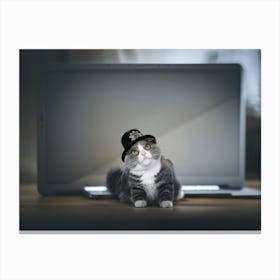 Cat In A Hat Canvas Print