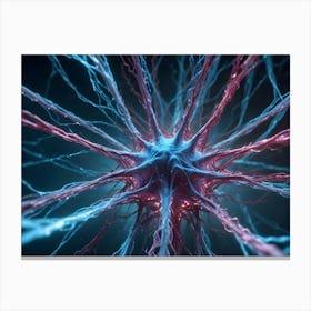 A Microscopic View Of A Neuron With Detailed Structures And Glowing Colors, Representing The Complexity Of The Nervous System Canvas Print