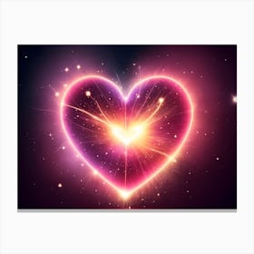 A Colorful Glowing Heart On A Dark Background Horizontal Composition 54 Canvas Print