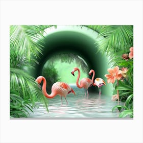 Flamingos In The Tunnel 1 Canvas Print